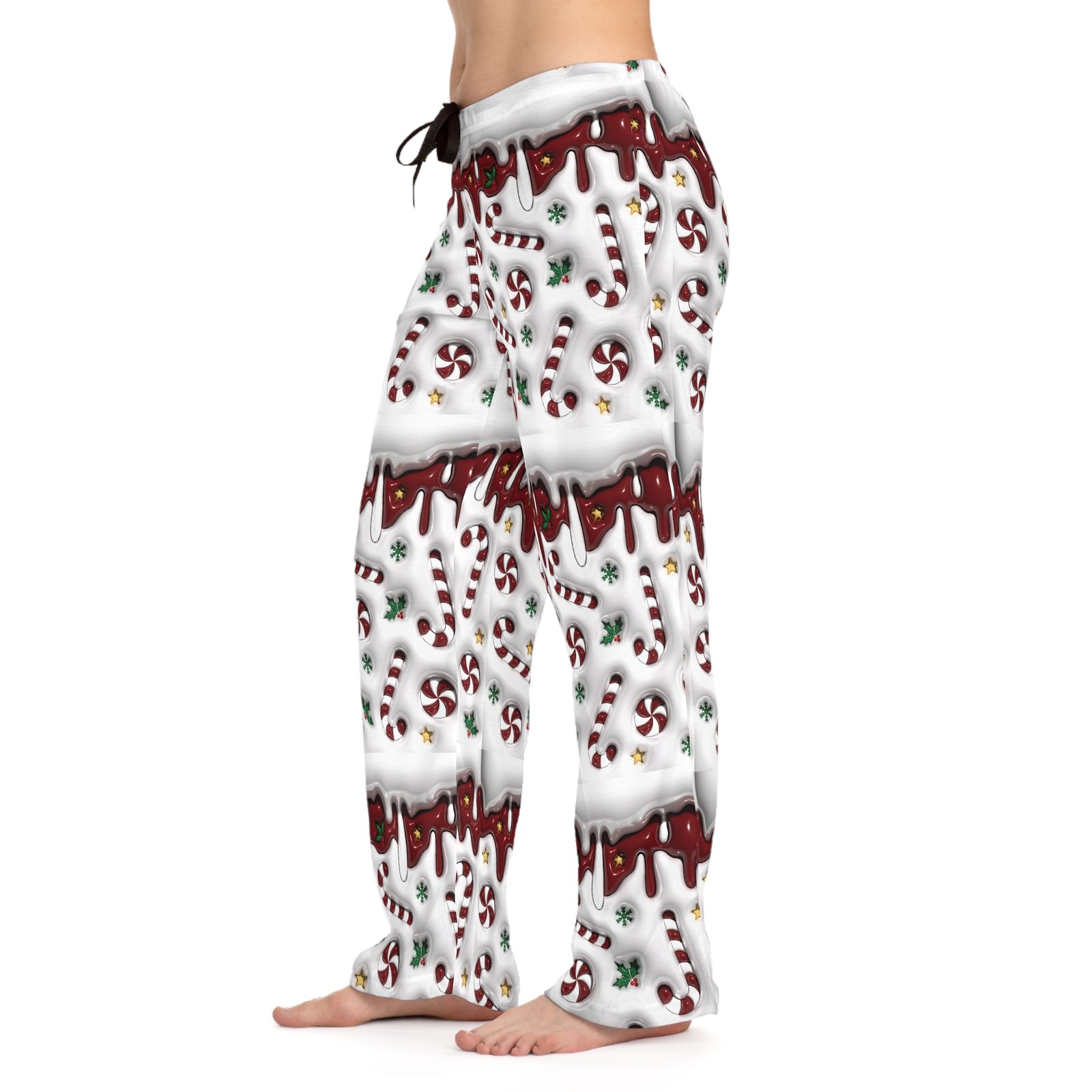 Festive Candy Cane Women's Pajama Pants, Cozy Holiday Lounge Pants, Christmas PJs, Gift for Her, Winter Relaxation Wear