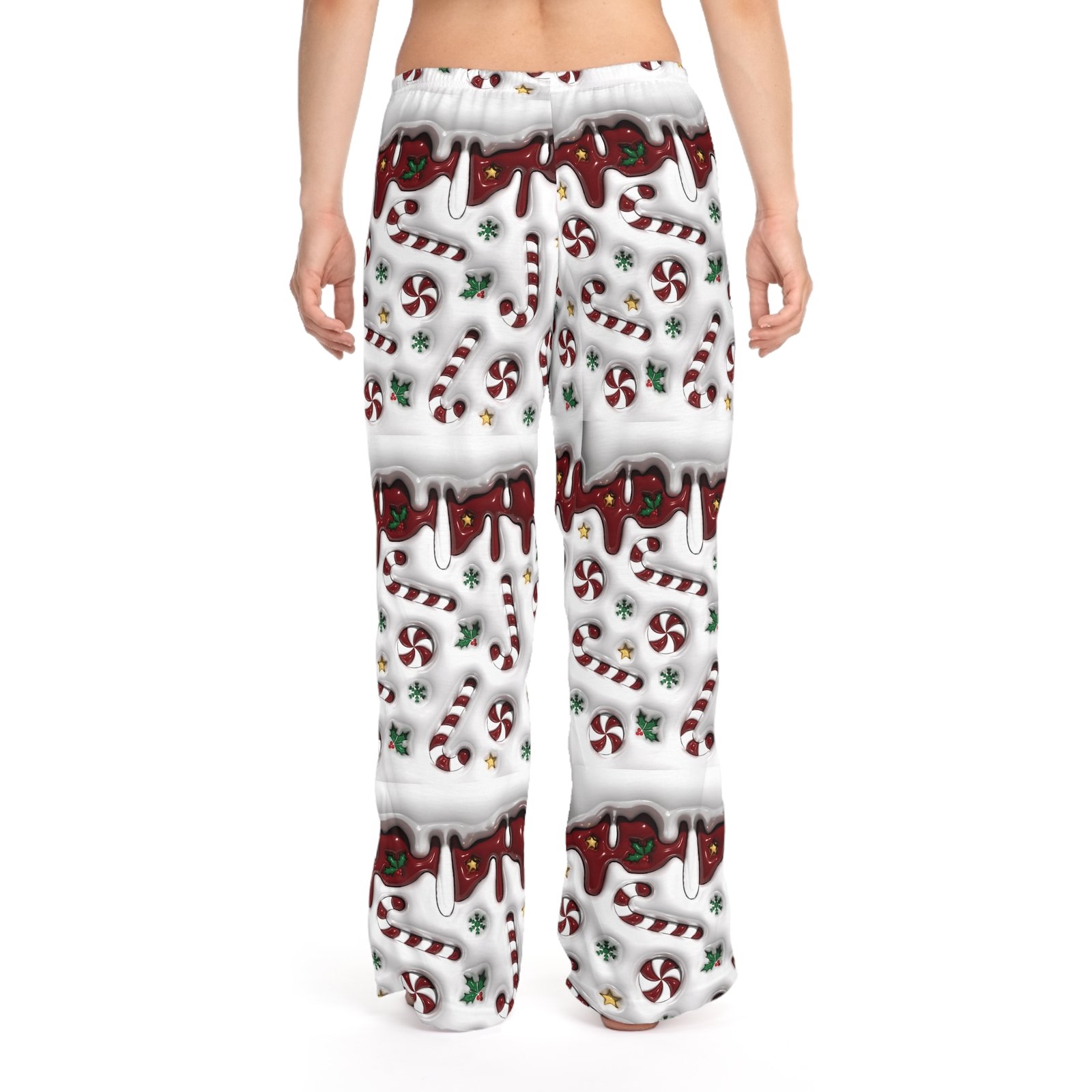 Festive Candy Cane Women's Pajama Pants, Cozy Holiday Lounge Pants, Christmas PJs, Gift for Her, Winter Relaxation Wear