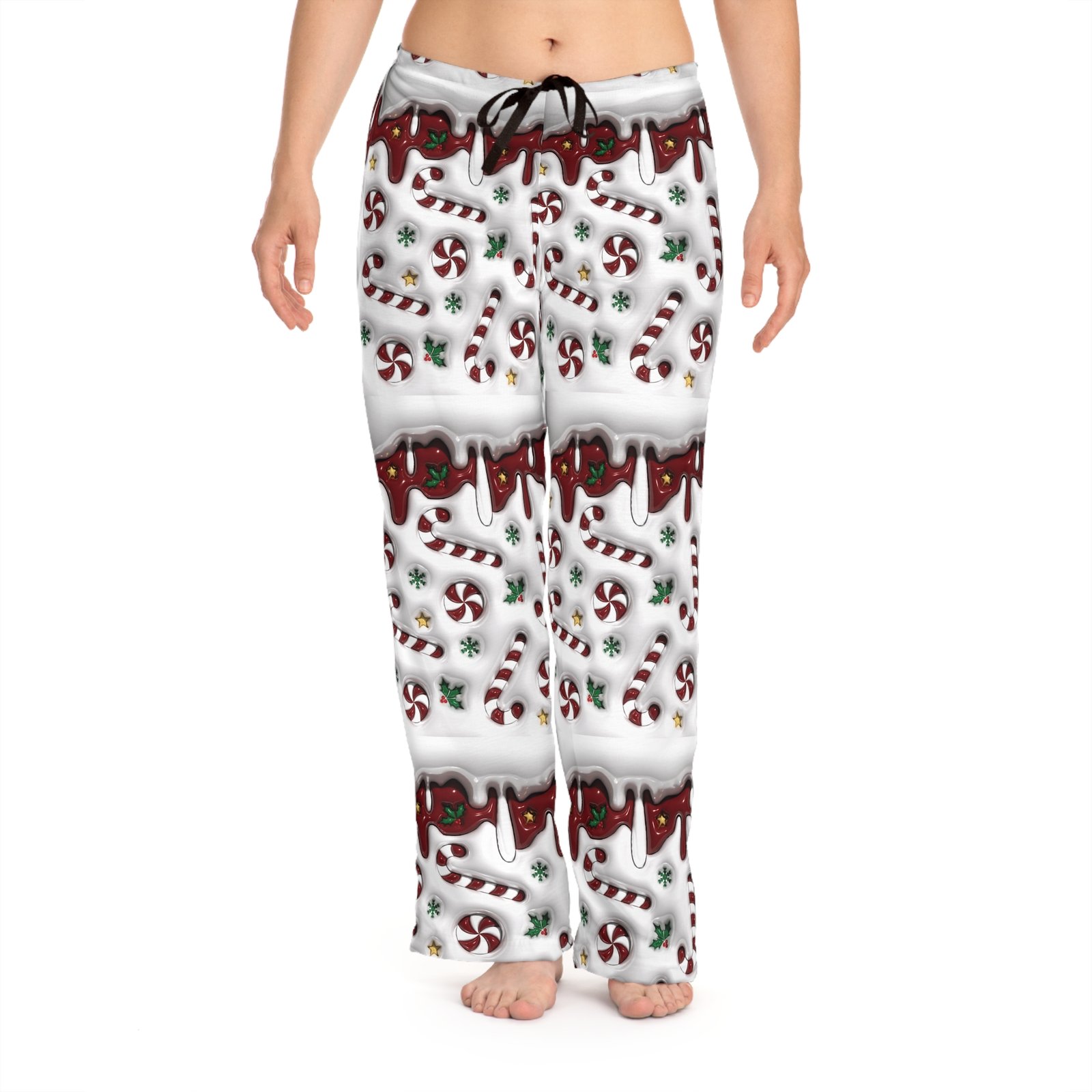 Festive Candy Cane Women's Pajama Pants, Cozy Holiday Lounge Pants, Christmas PJs, Gift for Her, Winter Relaxation Wear