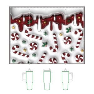 Festive Candy Cane Thermal Tumbler, Holiday Drinkware, Christmas Gift, Reusable Travel Mug, Eco-Friendly Coffee Cup, 40oz